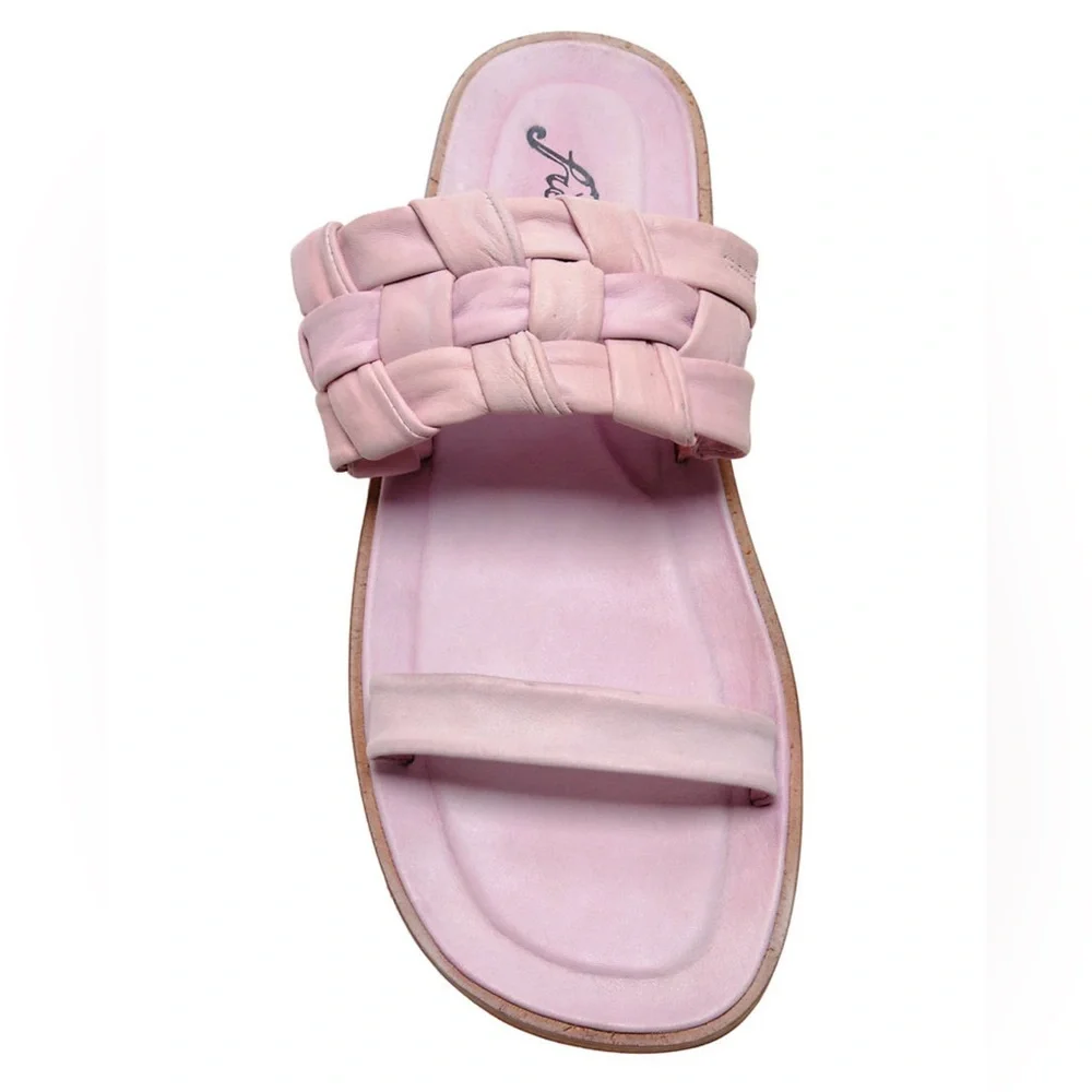 Free People Winding River Leather Pink Sandals Size 8